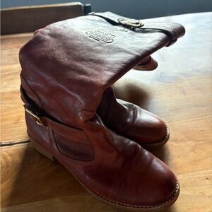 Coach Whitley boots- Brown Leather Boots with Buckle
